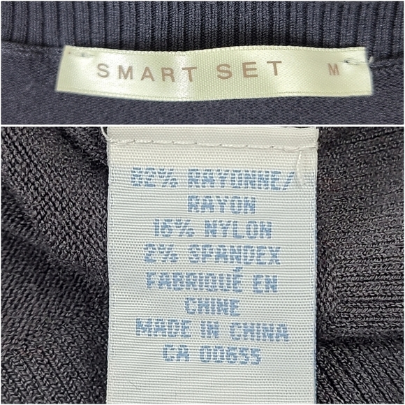 Smart Set Gray 3/4 Sleeve Deep Scoop Neck Fine Knit Long Sweater Medium - Picture 12 of 16